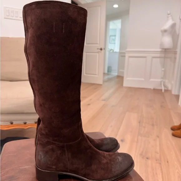PRADA Brown Suede Knee-High Boots - Picture 6 of 8